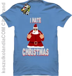 I hate Christmas Fu#k All Santa Claus - Koszulka męska błękit 