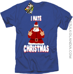 I hate Christmas Fu#k All Santa Claus - Koszulka męska niebieska 