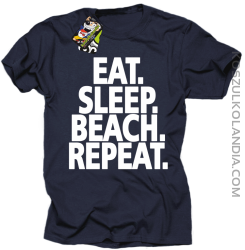 Eat Sleep Beach Repeat - Koszulka męska granatowa