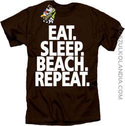 Eat Sleep Beach Repeat - Koszulka męska brązowa