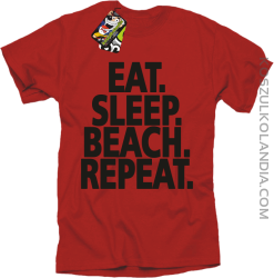 Eat Sleep Beach Repeat - Koszulka męska czerwona