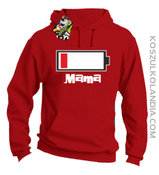 MAMA Bateria do ładowania - Bluza męska z kapturem czerwona 