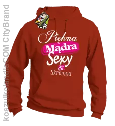 Piękna Mądra Skromna & Sexy - bluza z kapturem pomarańczowa 