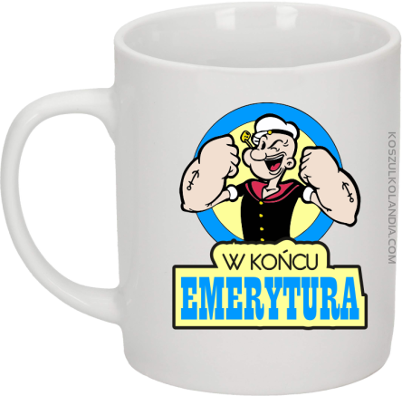 POPEY StrongMan W końcu emerytura - Kubek ceramiczny biały