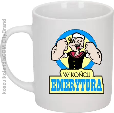 POPEY StrongMan W końcu emerytura - Kubek ceramiczny biały