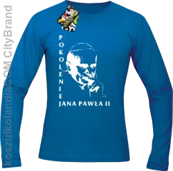 Pokolenie JANA PAWŁA II Zamyślenie - Longsleeve Męski - Niebieski