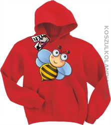 Pszczółka Uśmiechajka - bluza dziecięca z kapturem - czerwony