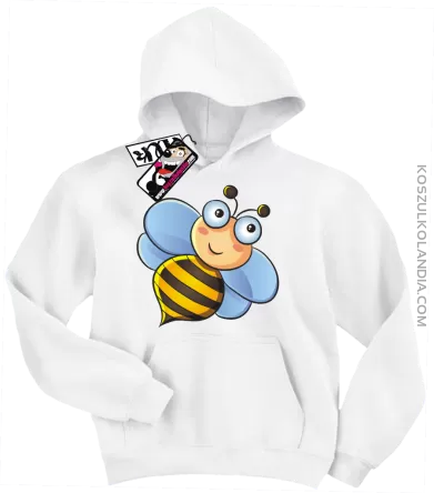 Pszczółka Uśmiechajka - bluza dziecięca z kapturem - biały