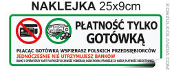 Naklejka samoprzylepna 25x9cm PŁACĘ TYLKO GOTÓWKĄ  2