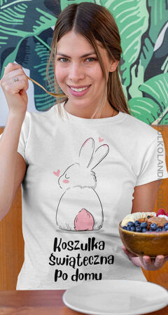 Koszulka świąteczna wielkanocna Easter po domu Bunny - koszulka damska