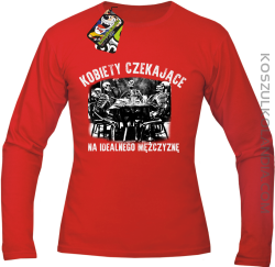 Szkieletors Kobiety czekające na idealnego mężczyznę - Longsleeve męski czerwony 