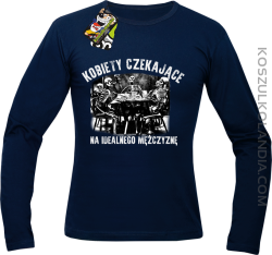 Szkieletors Kobiety czekające na idealnego mężczyznę - Longsleeve męski granatowy 