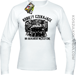 Szkieletors Kobiety czekające na idealnego mężczyznę - Longsleeve męski biały 