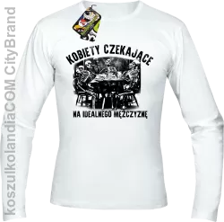 Szkieletors Kobiety czekające na idealnego mężczyznę - Longsleeve męski biały 