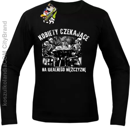 Szkieletors Kobiety czekające na idealnego mężczyznę - Longsleeve męski czarny 