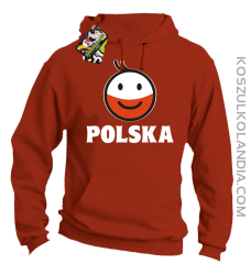 POLSKA Emotik dwukolorowy -bluza męska z kapturem pomarańczowa