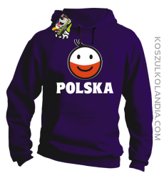 POLSKA Emotik dwukolorowy -bluza męska z kapturem fioletowa