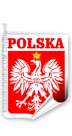 Polska Herb biało-czerwony z napisem i orłem - 15x11 cm naklejka samoprzylepna