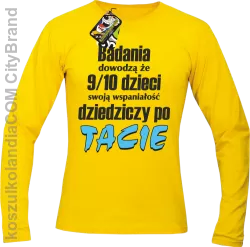 Badania dowodzą, że 9/10 dzieci swoją wspaniałość dziedziczy po tacie-Longsleeve męski żółty 