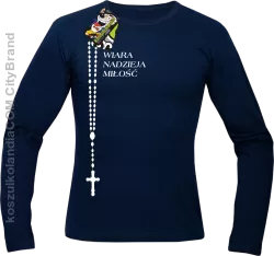 RÓŻANIEC Wiara Nadzieja Miłość - Longsleeve męski granat 