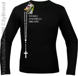 RÓŻANIEC Wiara Nadzieja Miłość - Longsleeve męski czarny 