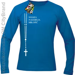 RÓŻANIEC Wiara Nadzieja Miłość - Longsleeve męski niebieski 