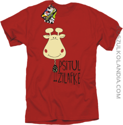 PSITUL ZILAFKE przytul żyrafkę - Koszulka Męska - Czerwony