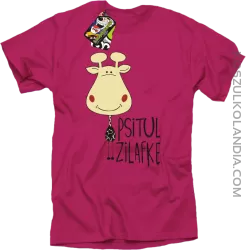PSITUL ZILAFKE przytul żyrafkę - Koszulka Męska - Fuksja Róż