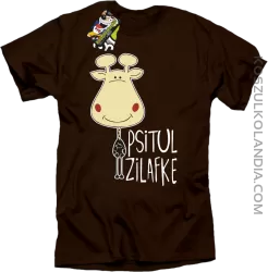 PSITUL ZILAFKE przytul żyrafkę - Koszulka Męska - Brązowy