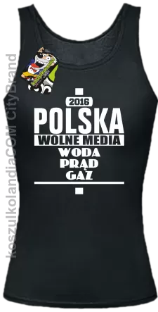 POLSKA WOLNE MEDIA WODA PRĄD GAZ - Top Damski - Czarny