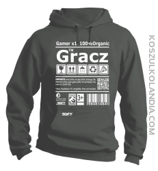 Gracz GAMER - bluza z kapturem męska szara