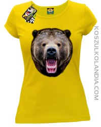 Miś Grizzly Real Foto - Koszulka Damska - Żółty