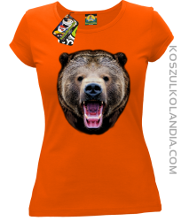 Miś Grizzly Real Foto - Koszulka Damska - Pomarańczowy