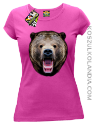Miś Grizzly Real Foto - Koszulka Damska - Fuksja Róż