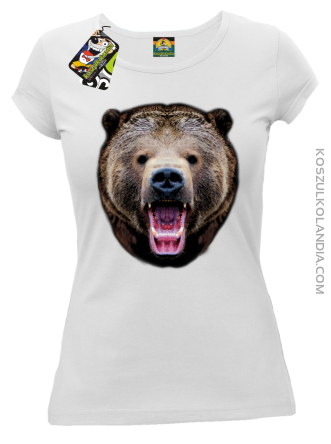 Miś Grizzly Real Foto - Koszulka Damska- Biały