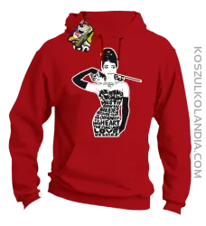 Audrey Hepburn RETRO-ART - Bluza męska z kapturem czerwona 
