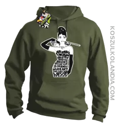 Audrey Hepburn RETRO-ART - Bluza męska z kapturem khaki 