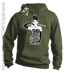 Audrey Hepburn RETRO-ART - Bluza męska z kapturem khaki 