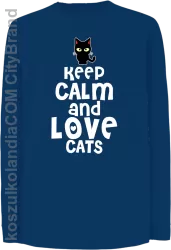 Keep calm and Love Cats Czarny Kot Filuś - Longsleeve dziecięcy niebieski