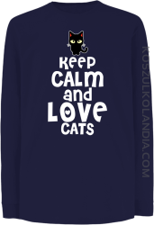 Keep calm and Love Cats Czarny Kot Filuś - Longsleeve dziecięcy granat