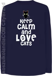 Keep calm and Love Cats Czarny Kot Filuś - Longsleeve dziecięcy granat