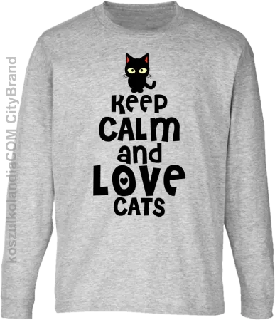 Keep calm and Love Cats Czarny Kot Filuś - Longsleeve dziecięcy 