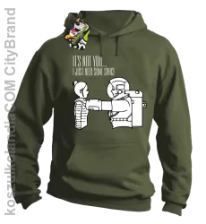 ﻿It`s not you i just need some space GIRL_BOY - Bluza męska z kapturem khaki 