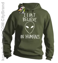 Cosmic Face I dont believe in humans - Bluza męska z kapturem khaki 