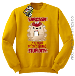 Sarcasm is my natural defence against stupidity - bluza męska bez kaptura żółta