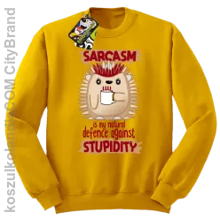 Sarcasm is my natural defence against stupidity - bluza męska bez kaptura żółta