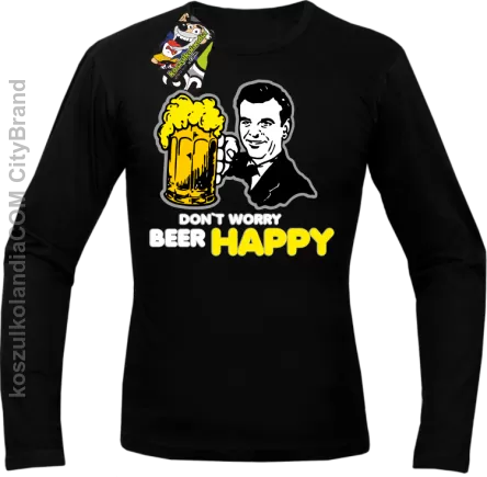 DON'T WORRY BEER HAPPY - Longsleeve męski czarny