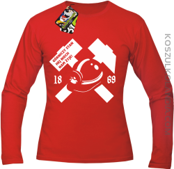 GÓRNICZY STAN NIECH ŻYJE NAM SYMBOL Z KASKIEM -Longsleeve męski czerwony 