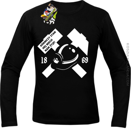 GÓRNICZY STAN NIECH ŻYJE NAM SYMBOL Z KASKIEM - Longsleeve męski z nadrukiem