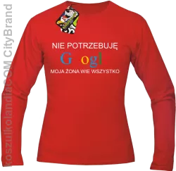 Nie potrzebuję Google moja żona wie wszystko - Longsleeve męski red